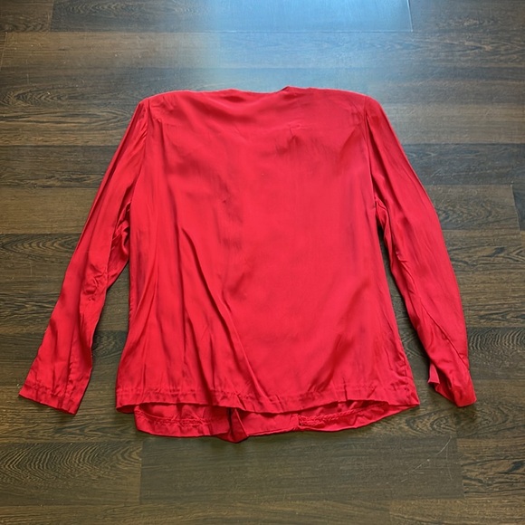 Vintage Tareti Howard Levi Double Button Down Long Sleeve Blouse Red 14 - Picture 5 of 5